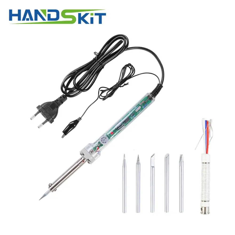 A SOLDERING KIT 60 Вт регулируемый Электрический паяльник контроль температуры утюжка сварочный припой электрический тепловой карандаш паяльники ремонт инструмент ручка - Цвет: A SOLDERING KIT