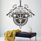 Настенная Наклейка викингов Скандинавская мифология, оружие пирата, щит в скандинавском стиле, стеклянная дверь, домашний декор, Виниловая наклейка, подарок W1