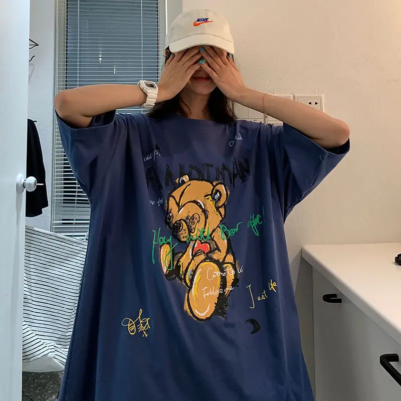 2020 Summer New Youth Popular Loose Personality Cartoon Graffiti Five-point Sleeve T-shirt Fashion Casual Round Neck Pullover | Мужская