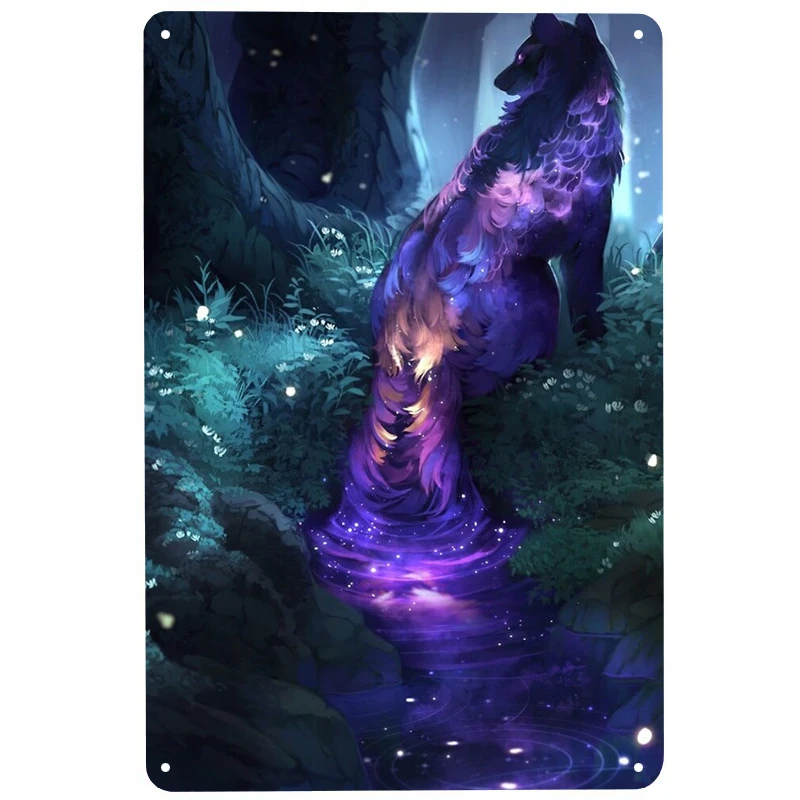 

Светящийся волк, печатные винтажные дневные жестяные знаки, забавный постер, декор для бара, паба, клуба, украшение для гостиной, дома