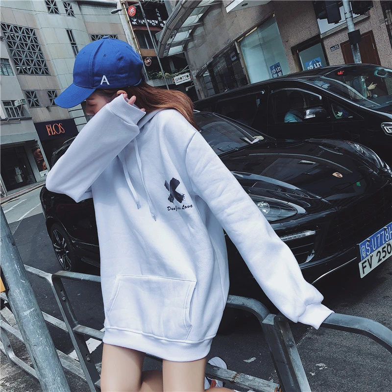 Осенне зимняя флисовая толстовка с капюшоном Harajuku пуловер принтом толстые