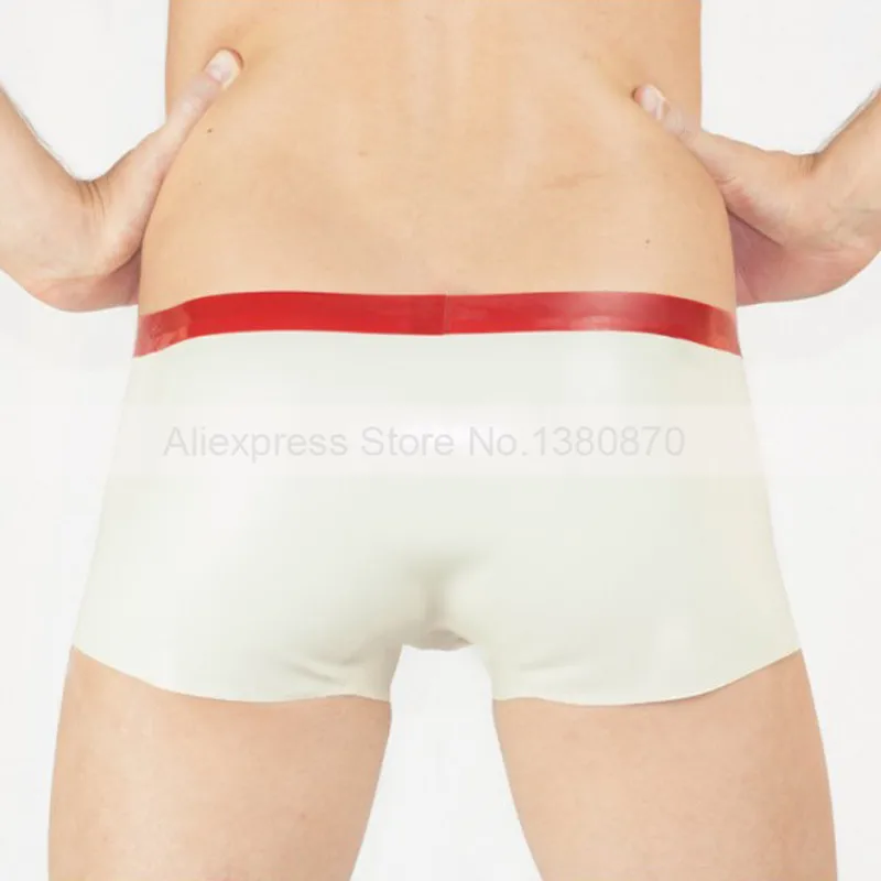 Бело-красные мужские латексные резиновые боксеры, Короткие брифы от AliExpress RU&CIS NEW