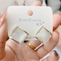 opal earrings new simple geometric diamond earrings