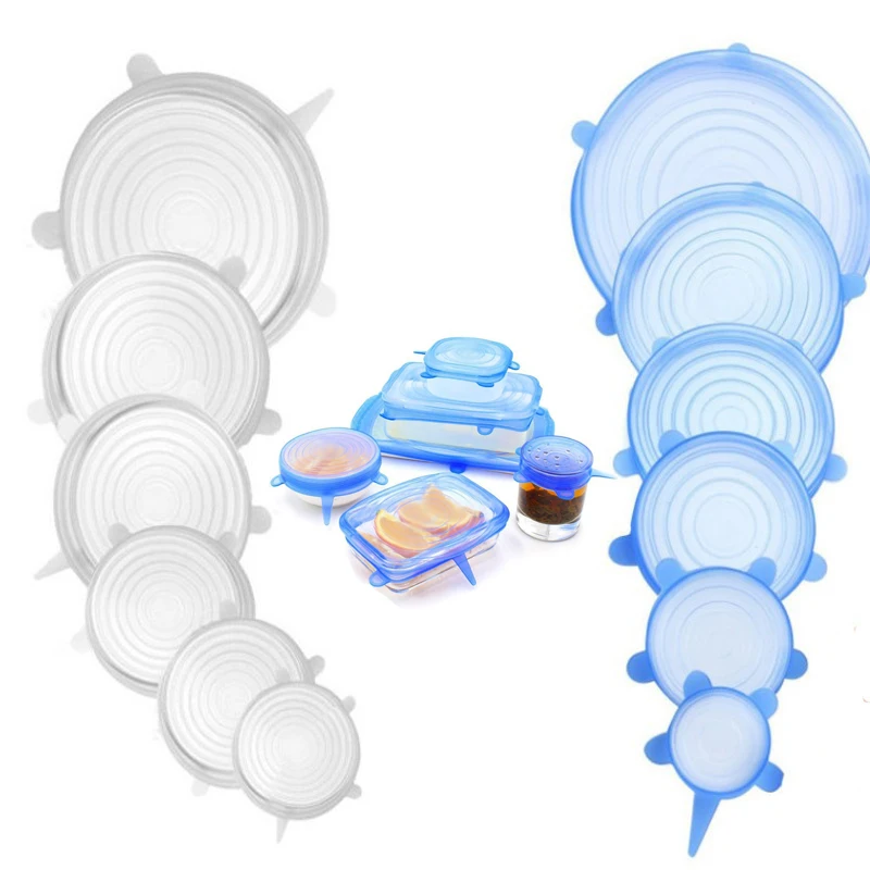 Набор из 6 предметов силиконовые эластичные крышки для сохранения свежести пищи