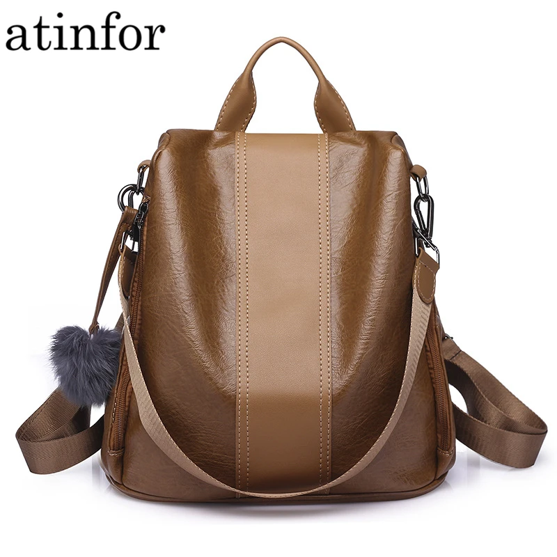 Женский рюкзак из искусственной кожи atinfor винтажный водонепроницаемый с защитой