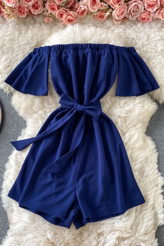 

Solid Color High Waist Folds 2021 Summer Strappy Waist Slimming Strapless One-piece Pants