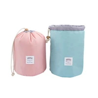 travel organizer women barrel shaped travel cosmetic bag lazy makeup bag drawstring elegant drum wash kit