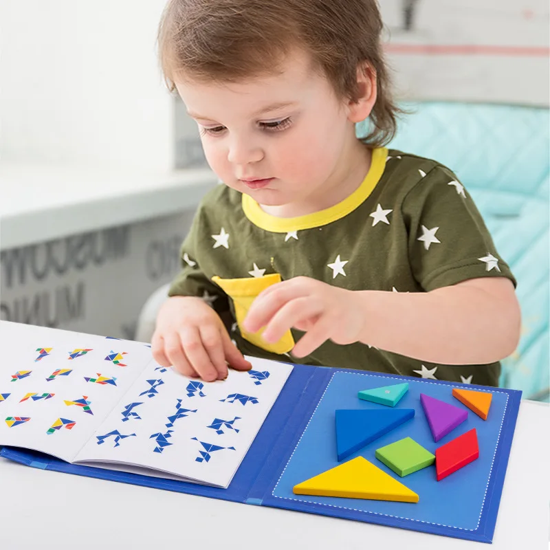 

Montessori Wooden Jigsaw Puzzle Colorful Tangram Toy Kids Baby Animal Pattern Early Education Sorting Games Toys Children Gifts