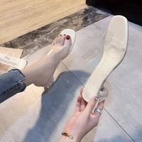 sexy peep toe slingback ladies high heels transparent thin sandals women shoes hollow out work summer woman pvc casual open 40