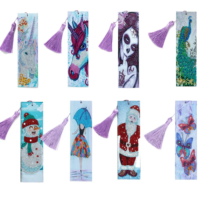 

5D алмазная живопись, кожаная Закладка «сделай сам», особая форма, Алмазная мозаика, Закладка, алмазная вышивка, рукоделие, кисточка, вышивка ...