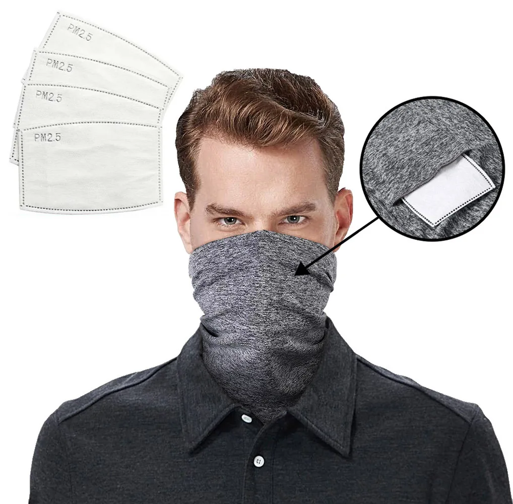 

5-layer Filter with 2 Face Covers Anti-fog Carbon Cotton Mouth Cover PM2.5 Dust Eyeshade Anti Dust Pollution Washable Scarf
