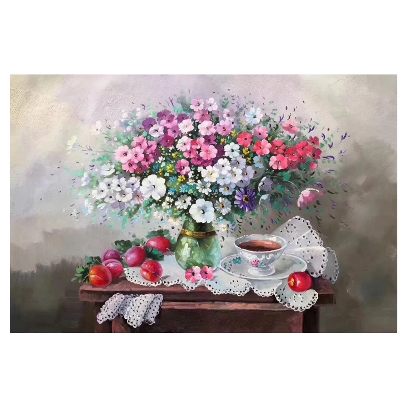 Goede Kowell 100% Handgeschilderd Klassieke Abstracte Bloem Olieverfschilderij Art Gift Home Decor Woonkamer Muur Art Frameloze Foto
