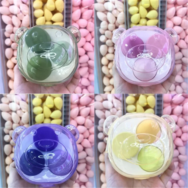 

3pcs Makeup Sponge Powder Puff with Storage Box Dry and Wet Combined Foundation Powder Beauty Cosmetic Sponge Women Make Up Tool