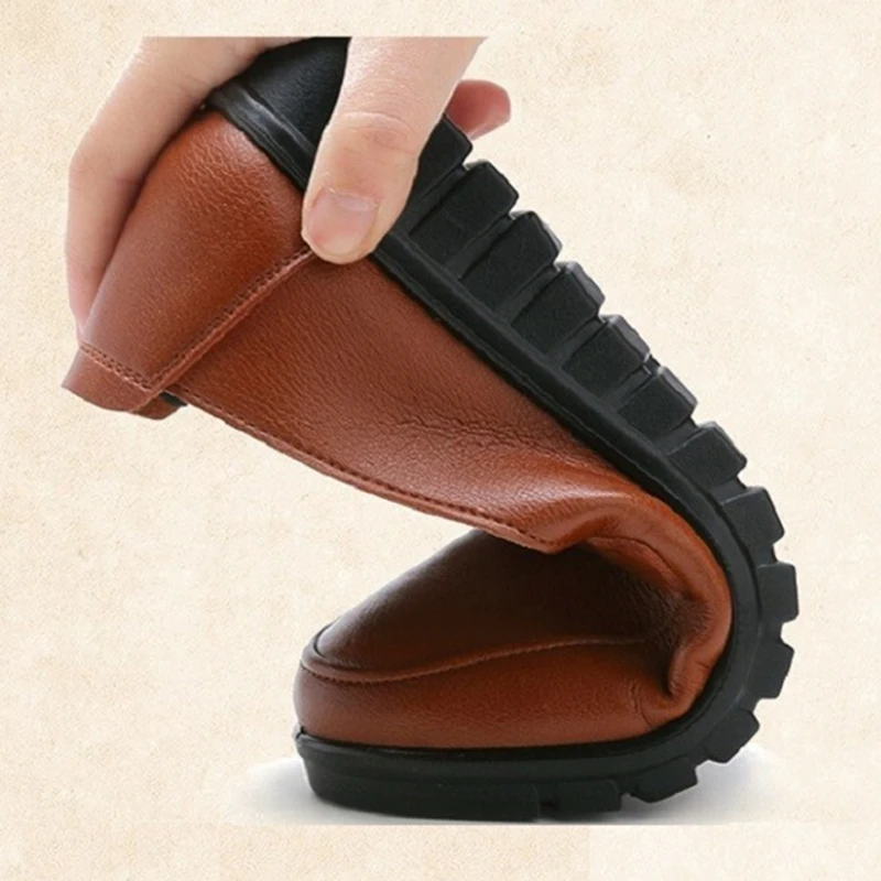 Women Genuine Split Leather Flat Loafers Shallow Round Toe Black Ballet Ballerina Nurse Slip on Mother Ladies Shoes Zapato Mujer | Обувь