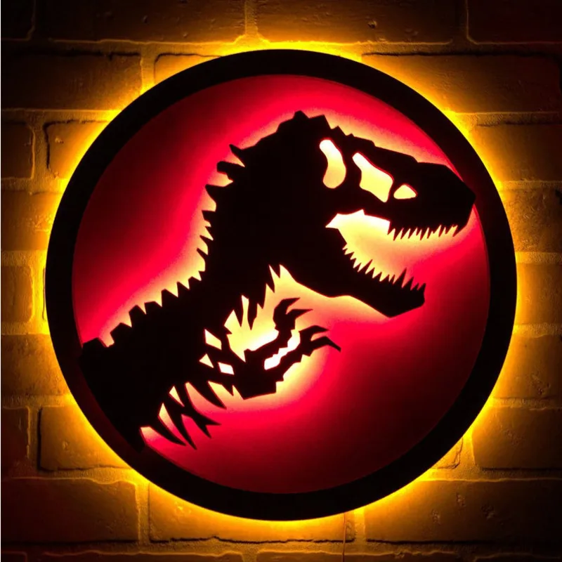 

Jurassic Park LED Night Light Dinosaur Wall Lamp Bedside Neon Light Christmas Halloween Storefront Bedroom Home Decoration Cool