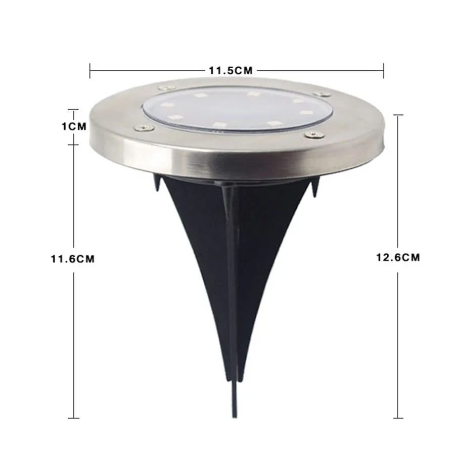 

8 LEDs Solar Ground Light Solar Powered Landscape Lawn Lamp Buried Light Outdoor Garden Road Stairs Deck Light With Light Sensor