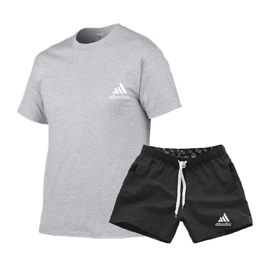 

2021 Brand Men's Sweatshirt Pants Printing Summer Men'sCotton T-Shirt + Shorts Casual Suit Sportswear Men's Clothing