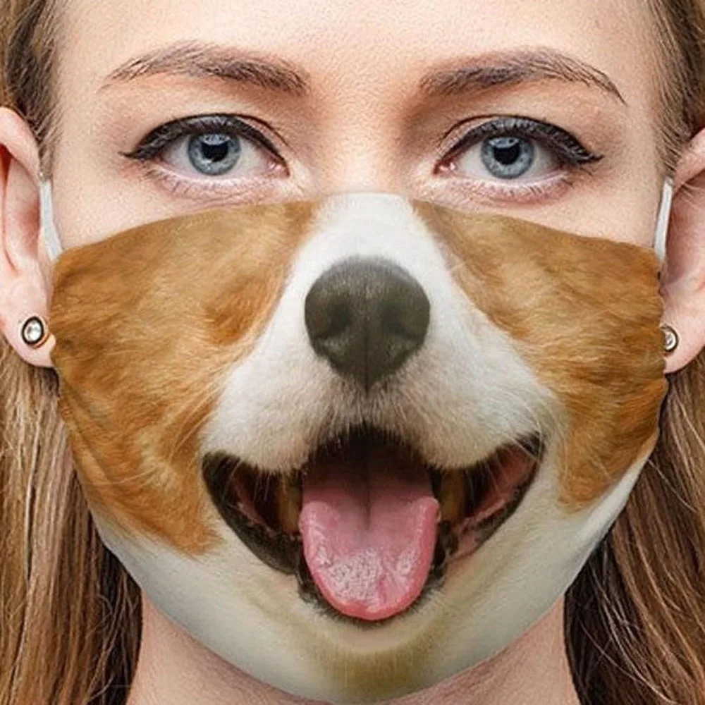 

Cute Dog Mouth Cosplay Women Men Masks Adult Face-Protection Dustproof Cycling Street Spots Breathable Keep Warm Halloween Mask