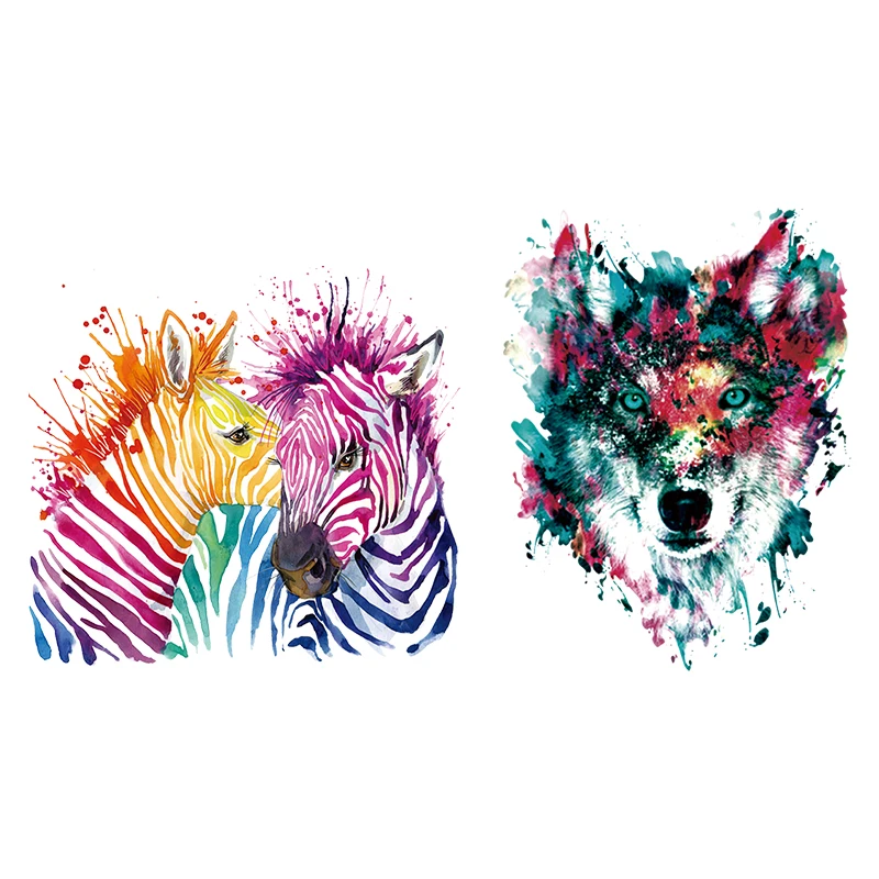 Двойные Zebras нашивки с изображением волка набор утюга на перенос для футболок