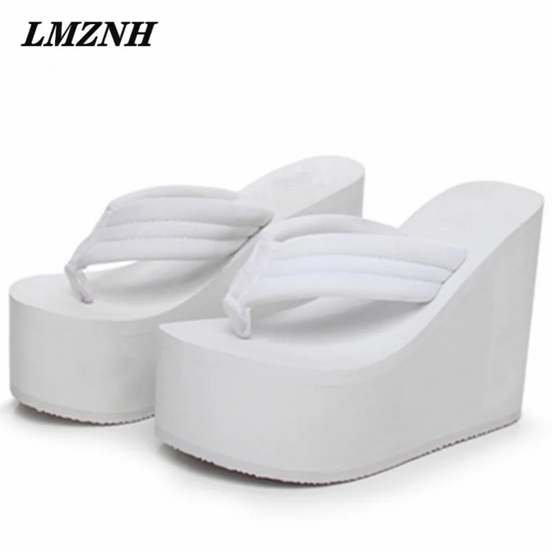 

LMZNH New Bohemian Ladies 11CM Flip Flops Summer Non-Slip Platform Slip-On Ladies Shoes Outdoor Beach Concise Sandals Women 2021