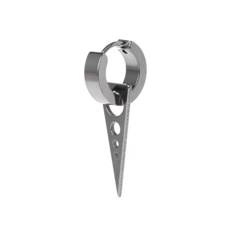 

652B New Design 1pc Punk Earrings Triangle Titanium Steel Fashion Creative Unique Men Women Jewelry Charms Brincos Buckle Ring