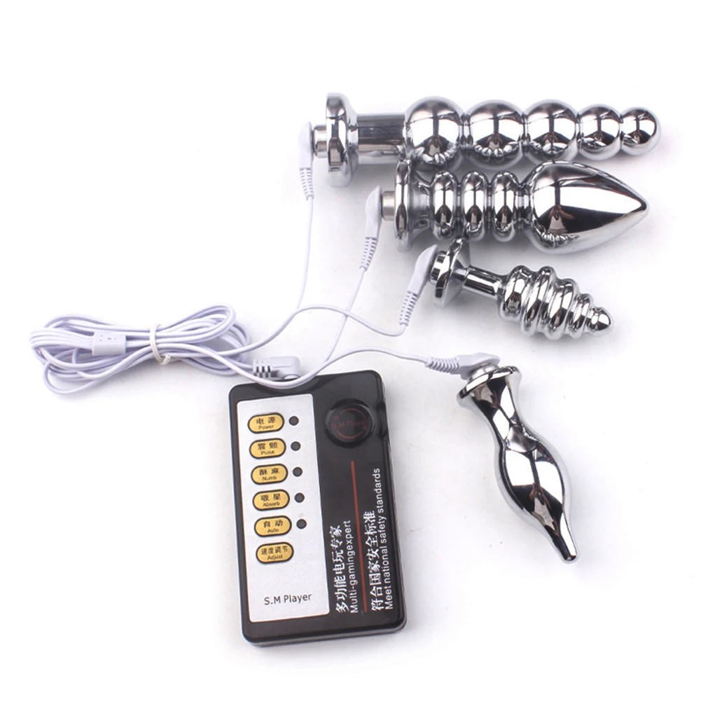 Импульсный Электрический шок металлическая терапия Тыква Анальная пробка пенис