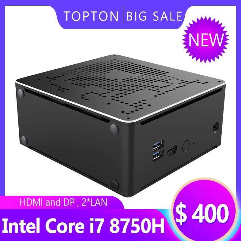 Мини ПК Intel Core i7 8750H 2 * M.2 2280 NVME/PCIE3.0x4 SSD настольный компьютер Windows 10 Pro HDMI2.0 DP WiFi Gigabit