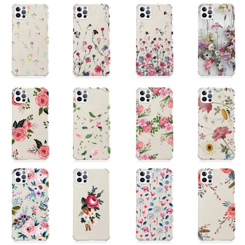 

Colorful Real Dry Flower Phone Case Lambskin Leather For iphone 12 11 8 7 6 XR X XS PLUS MINI PLUS PRO MAX Shockproof