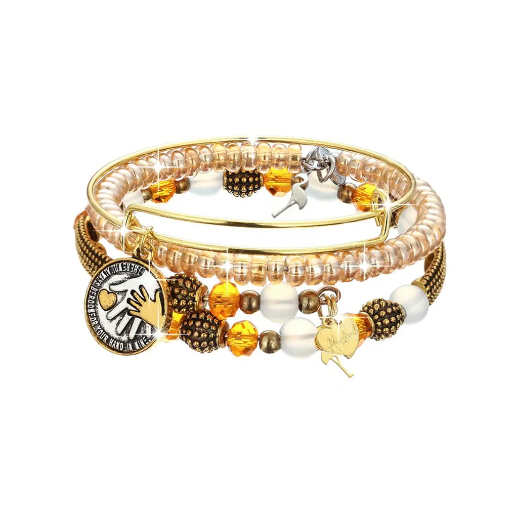 Модный персональный золотой браслет большой ручной маленький с подвеской набор