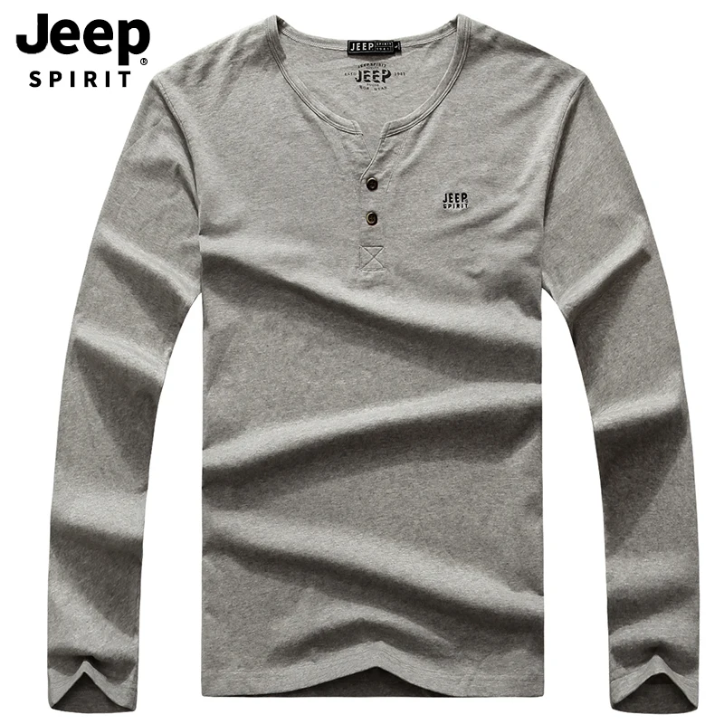 JEEP SPIRIT Новая Осенняя футболка мужская с круглым вырезом и длинным рукавом мужская футболка Homme пять цветов футболка Homme