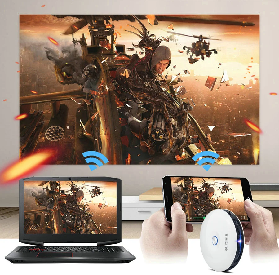 Vivicine 1080p 3D 4K проектор, Android wifi HDMI USB Full HD мини ПК игра домашний кинотеатр проектор 12000 мАч аккумулятор