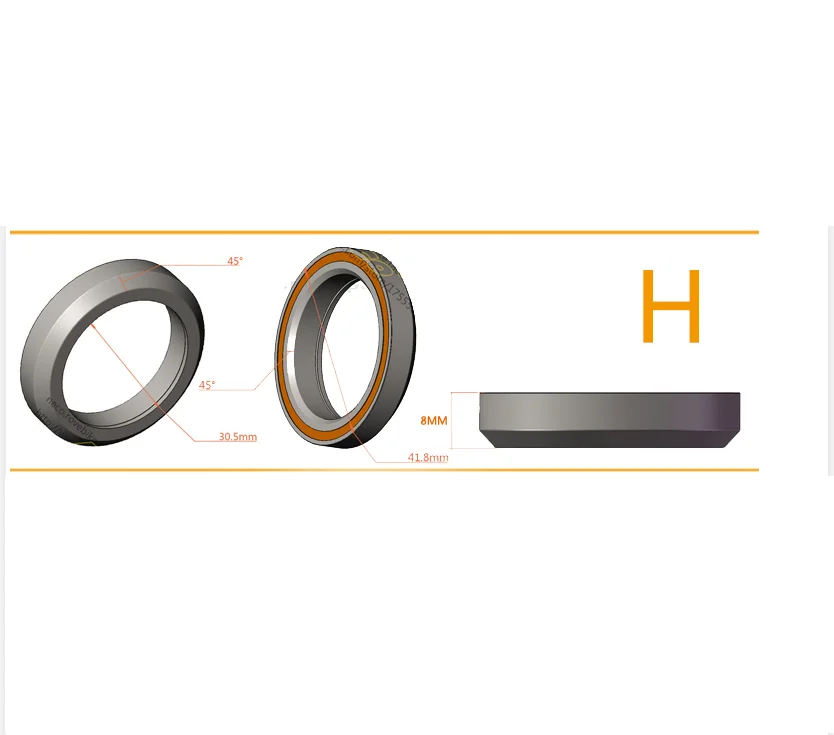 Neco велосипед подшипник гарнитура 41/41. 8/44/46,8/49/51,8/52 мм велосипедная OD ID шоссейный велосипед MTB вилка подшипника для гигантский шоссейный велосипед DH - Цвет: H