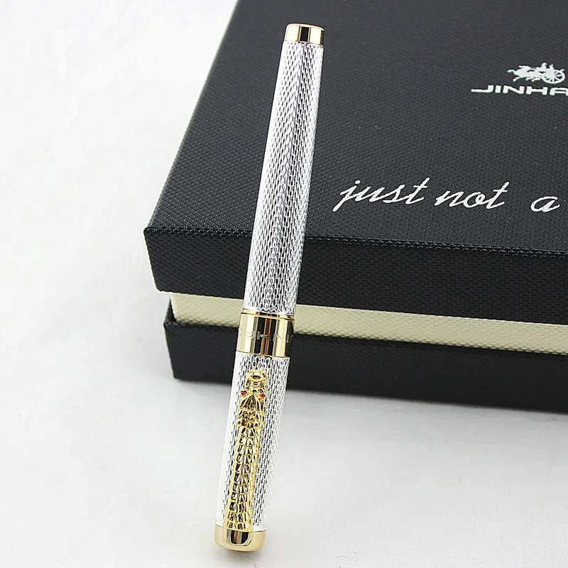 Jinhao1200 серебряные офисные принадлежности шариковая ручка зажим с драконом резные