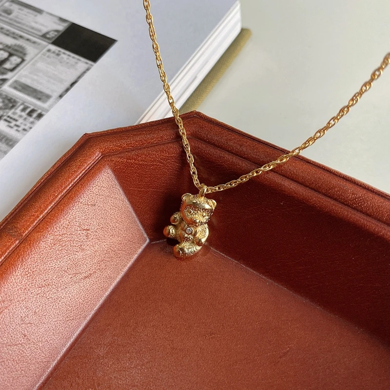 Цепочка женская из серебра 925 пробы с милым медведем | Украшения и аксессуары