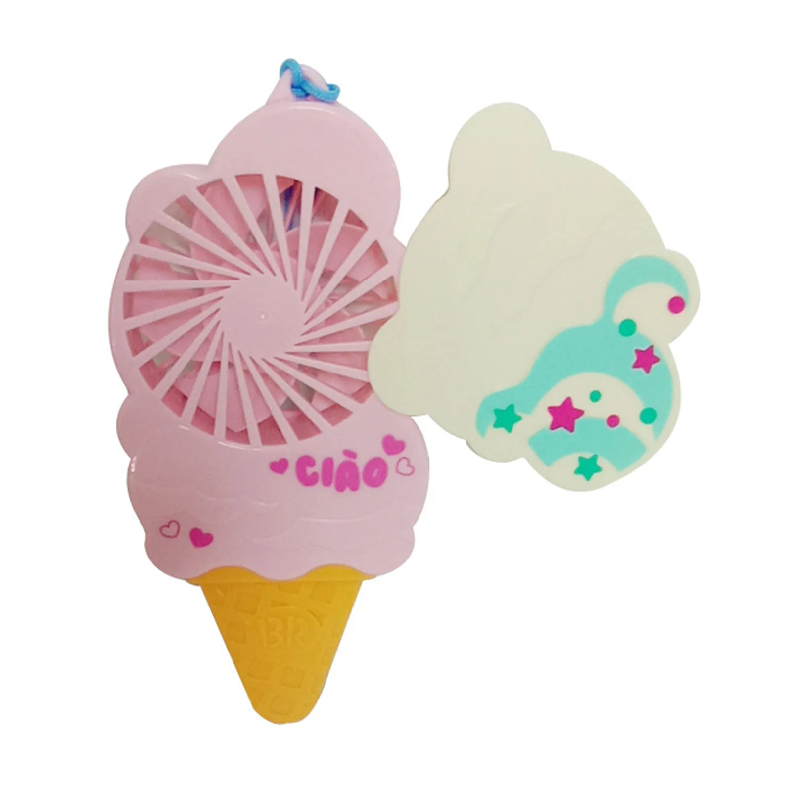 

Mini Portable Hand Fan Cute Mini Travel Portable Small Handheld Fan Ice Cream Shape Folding Pocket Cloth Fan For Adult Children