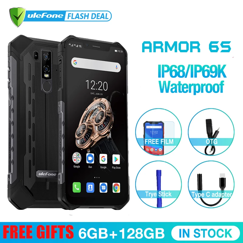 Обновленный Ulefone Armor 6S IP68 NFC прочный мобильный телефон Helio P70 Otca-core Android 9,0 6 ГБ 128 ГБ беспроводной зарядки смартфон