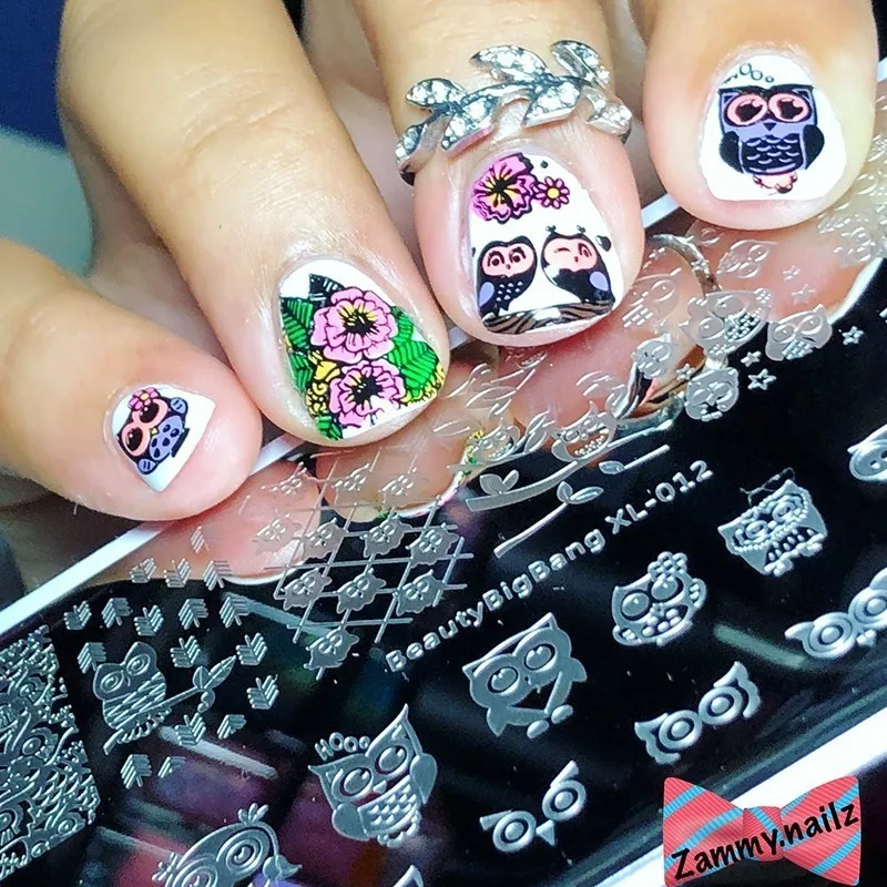 

BeautyBigBang Nail Stamping Plates Summer Owl Pattern Nail Template Plate Rectangle Stamp Nails Mold Accessories
