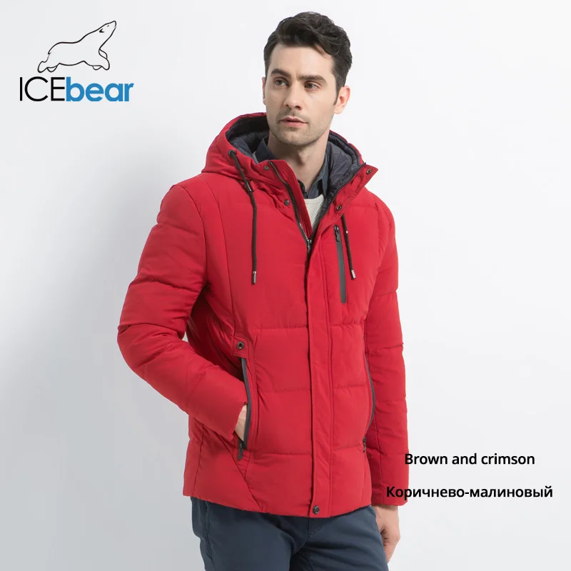 M334 ICEbear новая зимняя Модная брендовая мужская куртка простая модная куртка с капюшоном трикотажные мужские куртки с манжетами MWD18926D - Цвет: M334