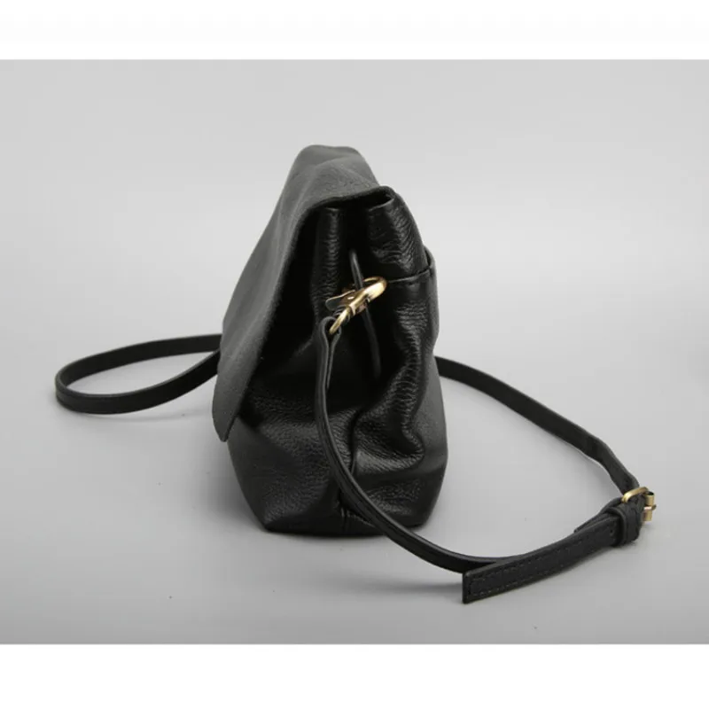 Черные простые Наплечные сумки из натуральной кожи для женщин дизайнерская