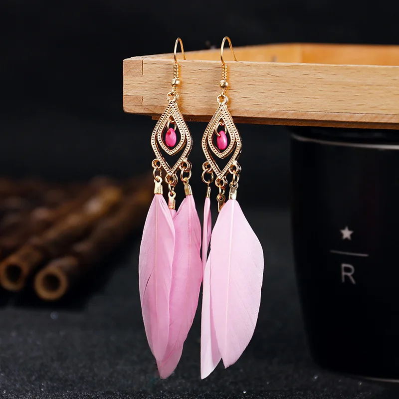 

Bohemian Brown Feather Tassel Earrings For Women Ohrringe Summer Boho Indian Jewelry Kolczyki Vintage Statement Earrings