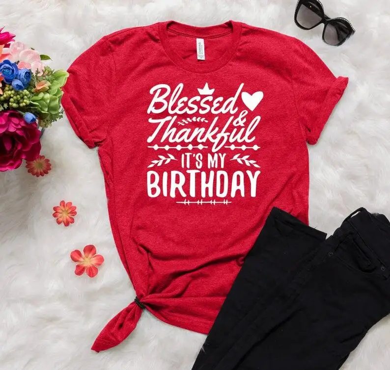 

Женская хлопковая Футболка с круглым вырезом, с надписью «It's My Birthday»