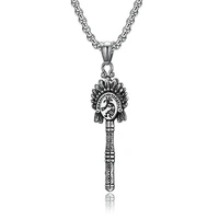 2021 hot sale free delivery indians cacique vintage pendant necklaces for men stainless steel trendy personality box chain neck