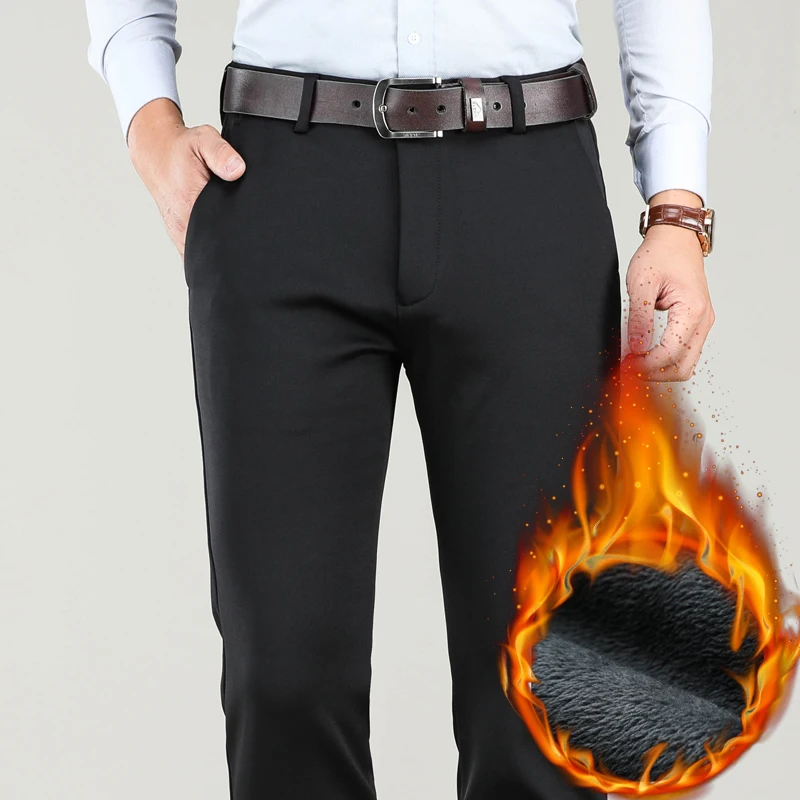 

Брюки мужские теплые повседневные, утепленные Стрейчевые брюки в классическом деловом стиле, брендовые, серого цвета хаки, большие размеры ...