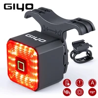 giyo smart bicycle tail rear light brake usb cycling taillight bike lamp auto stop led back rechargeable ipx6 waterproof safety