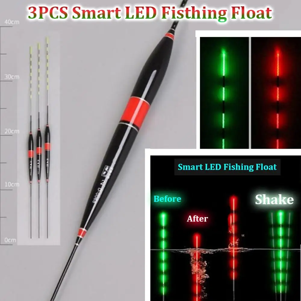 

3 Pcs Luminous Smart LED Fishing Float High Sensitivity Alarm Fish Bite Color Change Electronic Buoy Fish Floating Bobber Stick