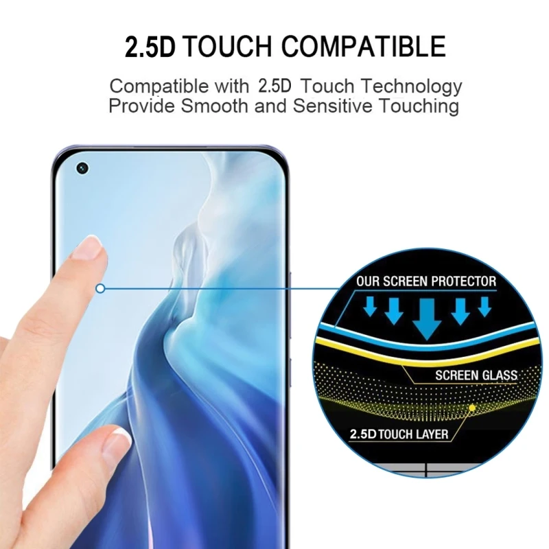 Для Xiaomi Mi 11 (Full Glue)/(Edge Glue)9H HD 3D Защитная пленка для экрана с закругленными краями -