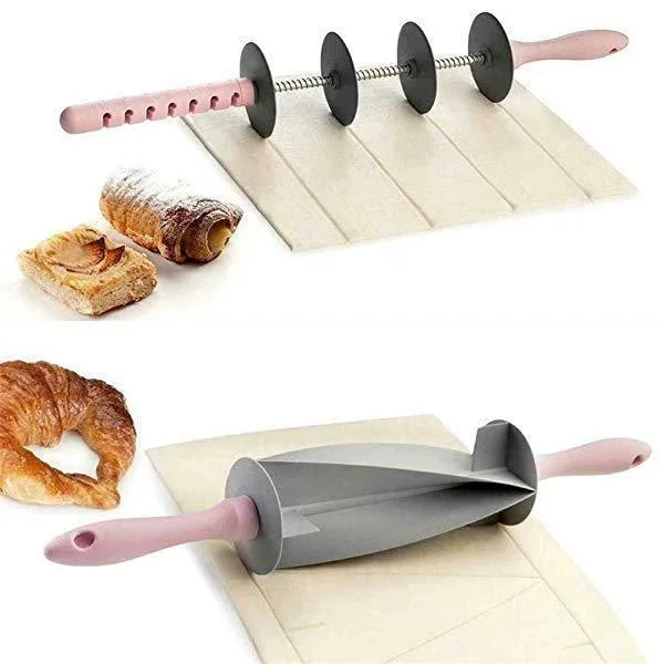 Mintiml Stainless Steel Rolling Cutter for Making Croissant Bread Wheel Dough Pastry Knife Wooden Handle baking Kitchen Knife