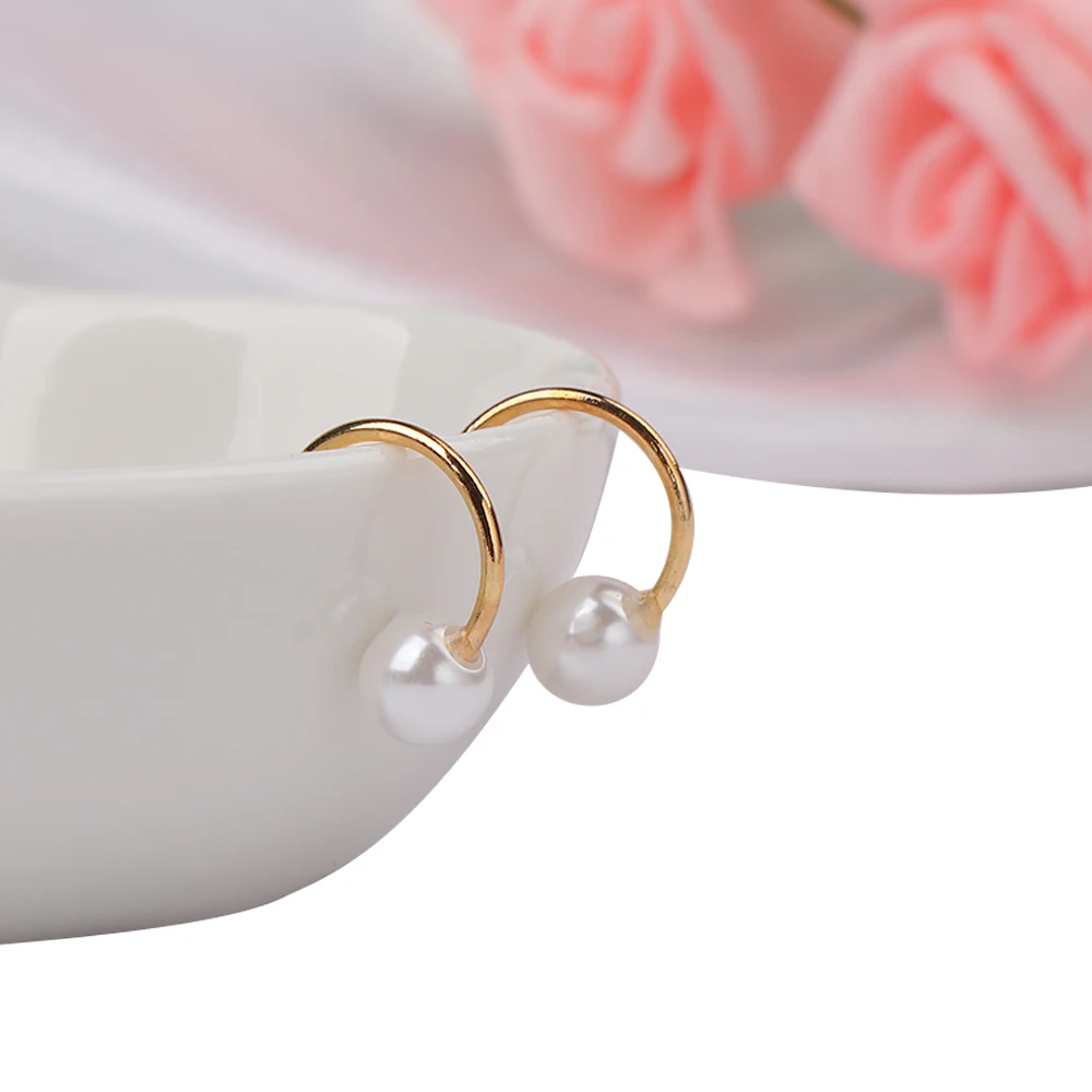 Женские серьги в стиле панк имитирующие перламутровые манжеты клипсы без