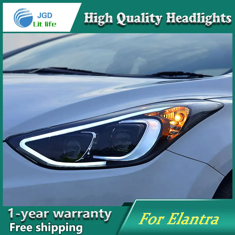 Автомобильный Стайлинг чехол для 2012 2016 фары автомобиля Hyundai Elantra LED передняя фара