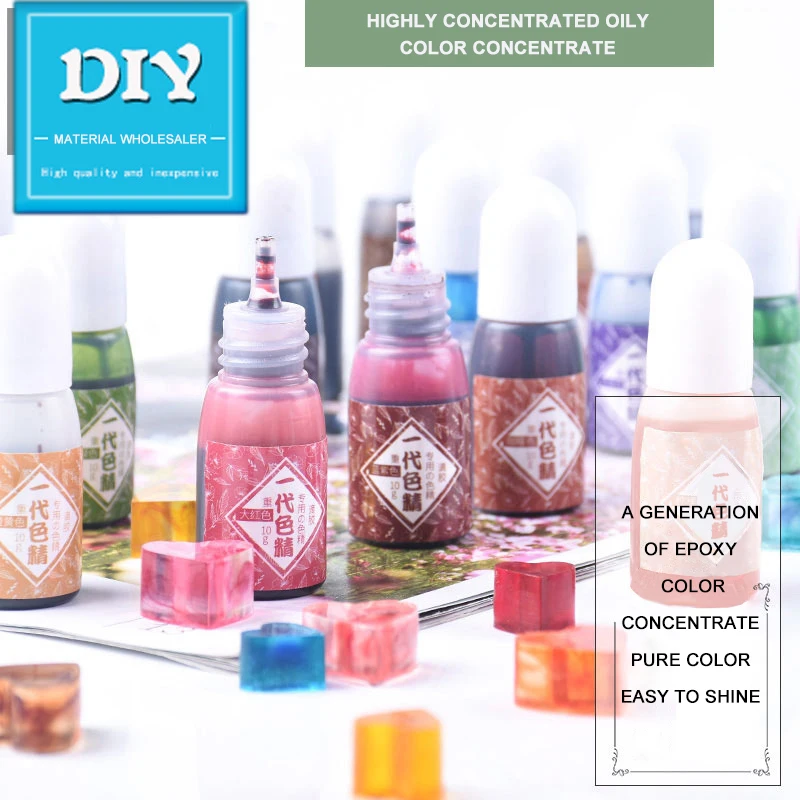 Resina epoxi para ni&ntilde;os, pigmentos de resina crom&aacute;tica l&iacute;quida de 24 colores, resina UV Rit, accesorios para hacer joyas, manualidades, DIY, 10g-0